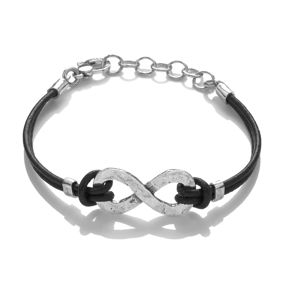 Bracciale Uomo Giovanni Raspini Argento 925 Cuoio Intrecciato Nodo Plachetta 10387